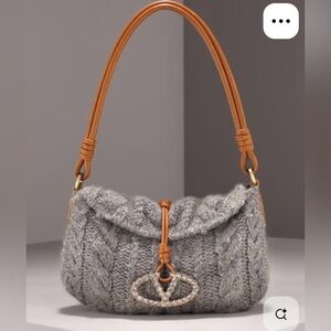 VALENTINO Cashmere Knit Bag W Vlogo in Crystals - “ Catch Bag - Original Box